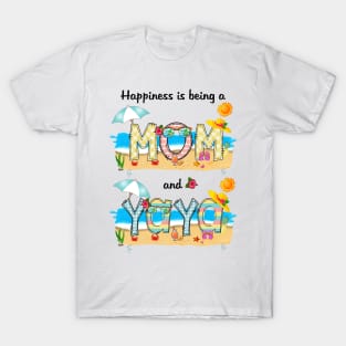 Happiness Is Being A Mom And Yaya Summer Beach Happy Mother's T-Shirt